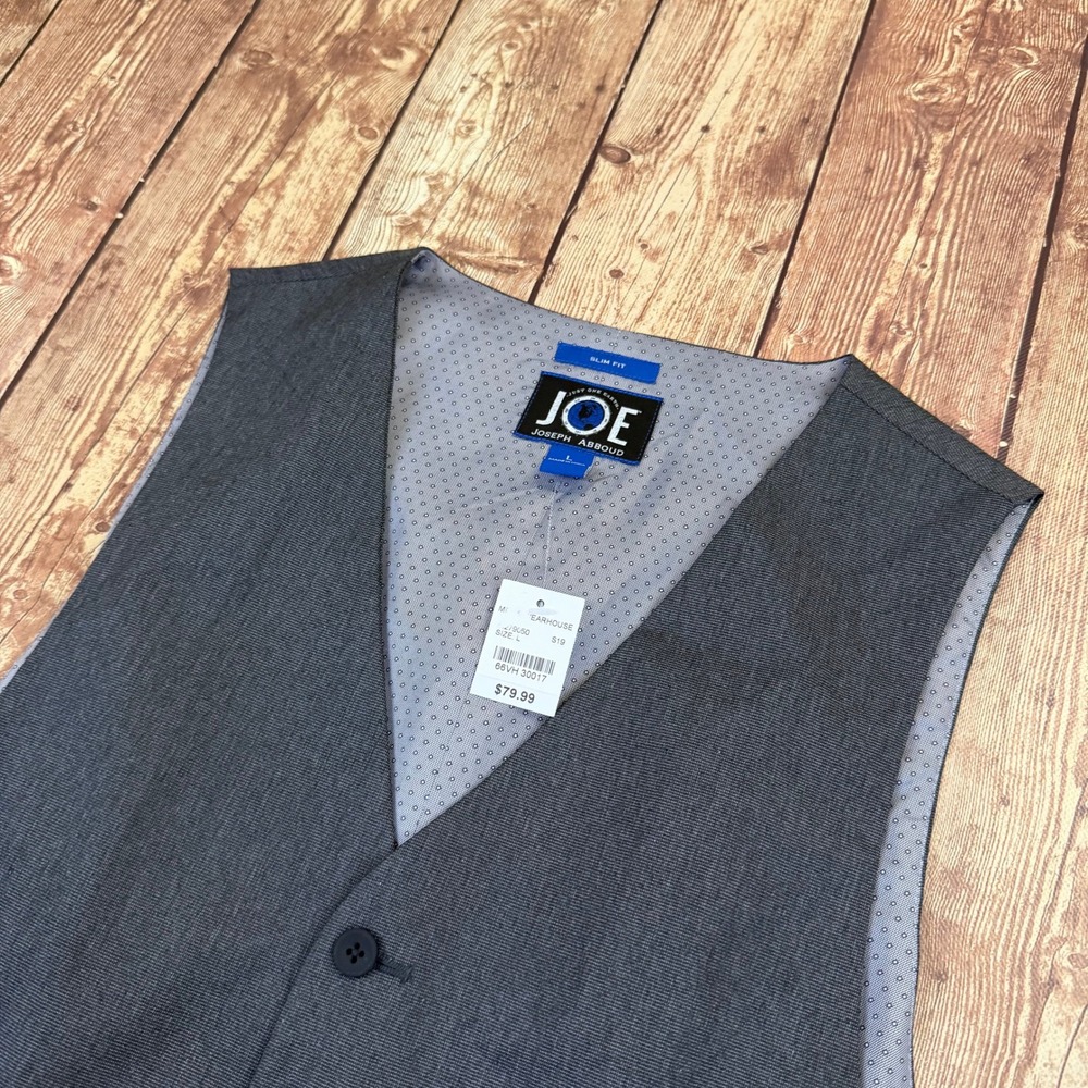 Joseph Abboud Slim Fit Suit Vest Mens Large Gray Button Front Formal NWT